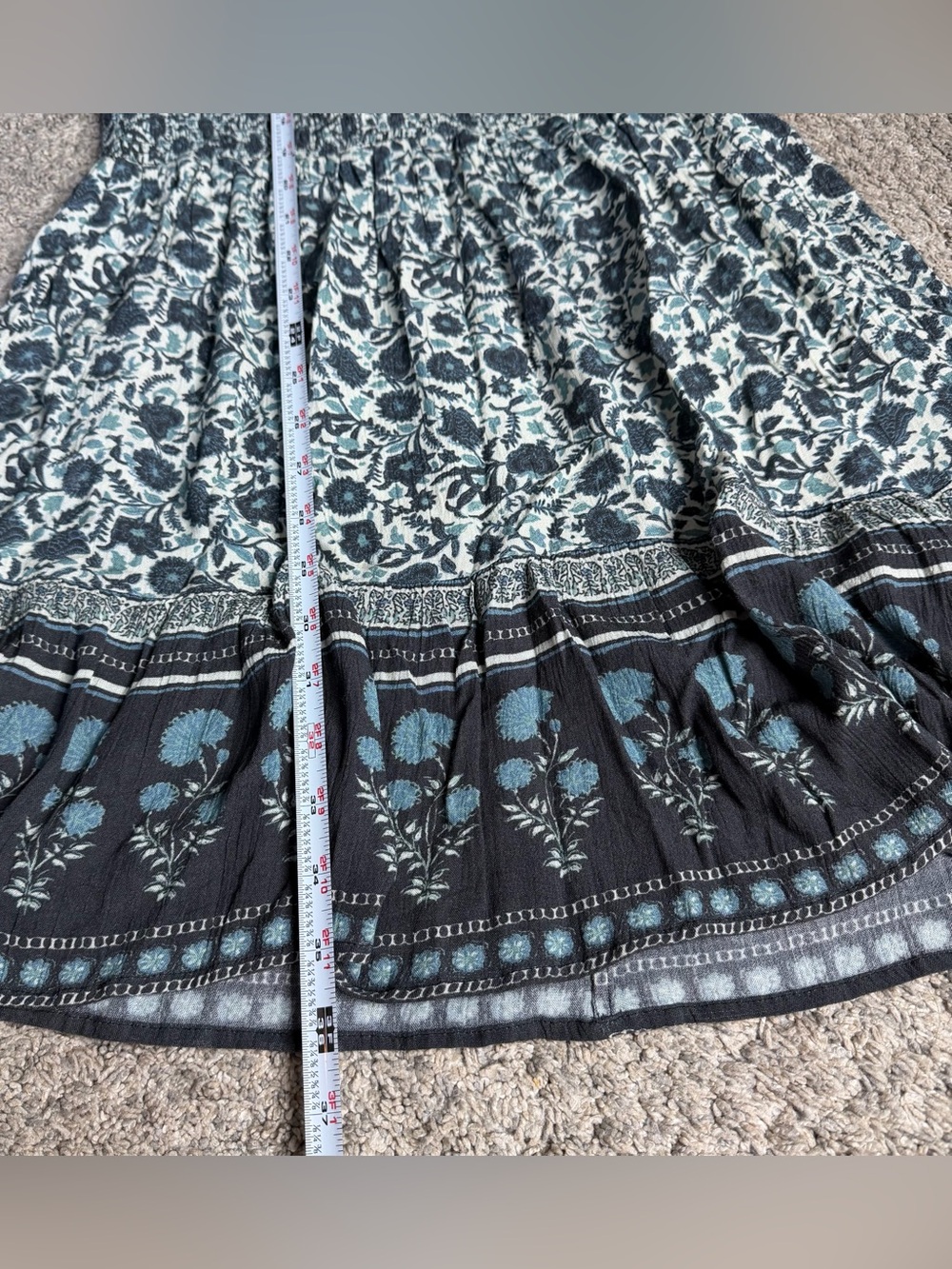 Faherty Montana Dress medium Navy Folly Floral western boho long sleeve a-line - Picture 12 of 13